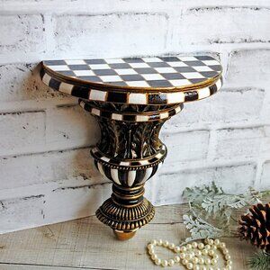 Checked Wall Shelf Ornate Corbel Checkered Floating Shelf Checked Half Finial